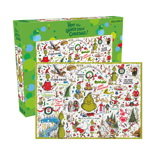 1000pc Aquarius The Grinch Collage Jigsaw Puzzle Game