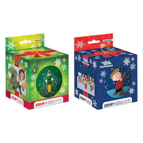 300pc Aquarius Elf & Peanuts A Charlie Brown Christmas Jigsaw Puzzle 15x20cm Set