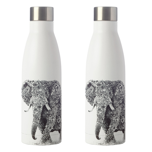 2PK Maxwell & Williams Marini Ferlazzo 500ml Double Wall Insulated Bottle - Elephant