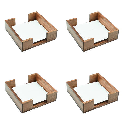 4PK Essen Acacia Napkin Holder 20x20x6 Elegant Kitchen Linen Tableware Beige