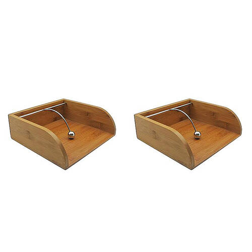 2PK Essen Bamboo Napkin Holder 21x20x7 Dispenser Stainless Steel Tableware Beige