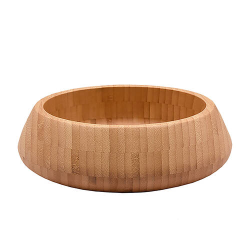 Essen Bamboo Flat Bowl 22x6cm Salad Durable Lightweight Natural Serveware Beige