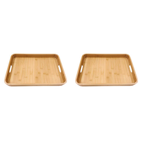 2PK Essen Bamboo Thin Tray 45x30x4m Serving Natural Finish Serveware Brown