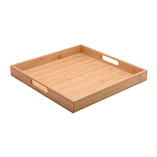 Essen Bamboo Square Tray 35x4cm Serving Natural Finish Serveware Beige