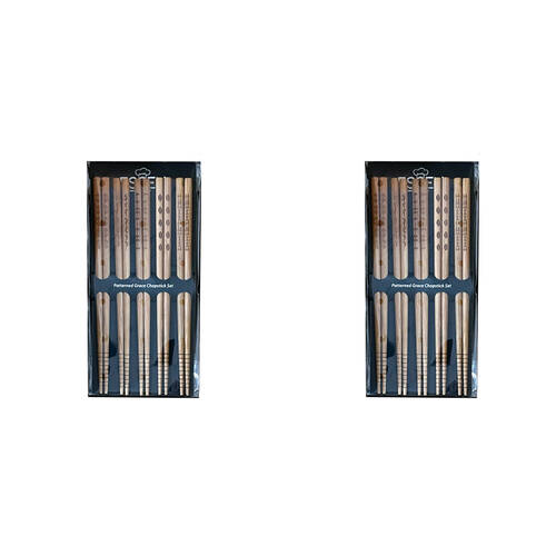 2x 5pc Essen Bamboo Chopsticks Natural Finish Cutlery Dining Utensils Beige