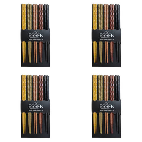4x 5pc Essen Acacian Chopsticks Wood Cutlery Dining Utensils Multicoloured