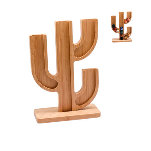 NF Living Bamboo Pod Cactus Shaped 21x8x30 Coffee Holder Home Décor