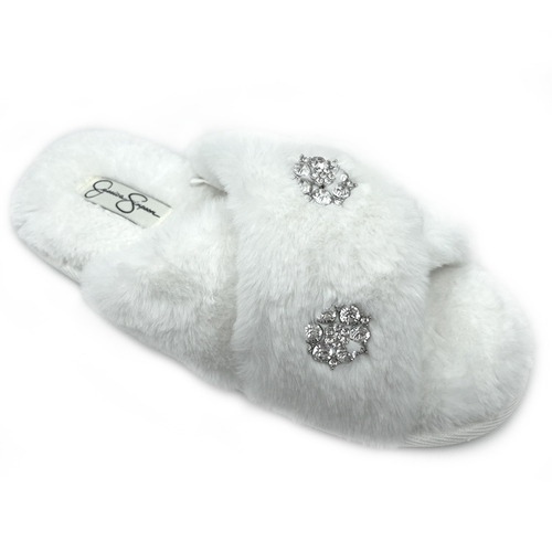 Jessica Simpson Size M/AU 7-8/EU 38-39 Women's Plush Cross Slide Ivory