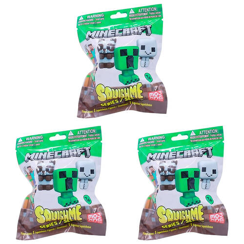 3PK Minecraft 2.5 In Squishme S5 Squishy Toy - Assorted Kids 3y+