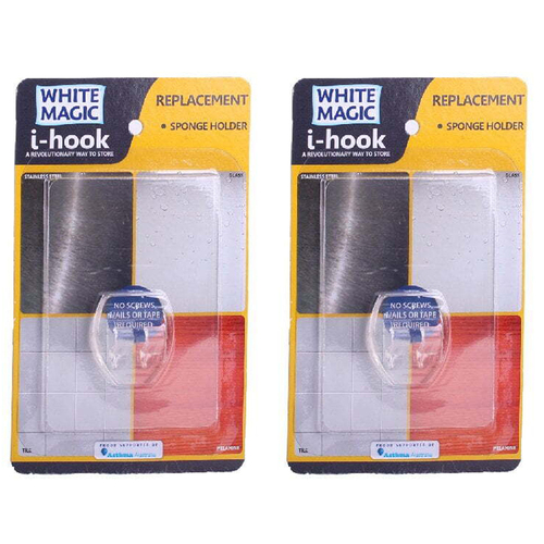 2x I-Hook R1 Replacement 8.8cm Wall Storage For Sponge Holder - Clear