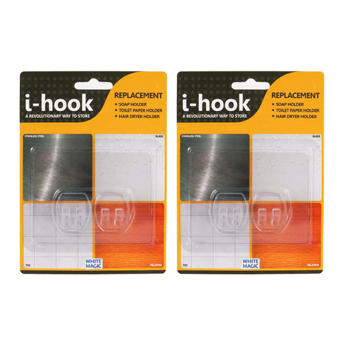 2x I-Hook R2 Replacement 10cm Wall Storage For Soap Holder - Clear