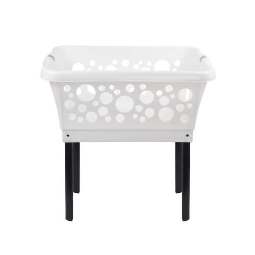 White Magic Plastic 50L Laundry Basket Bin w/ Legs
