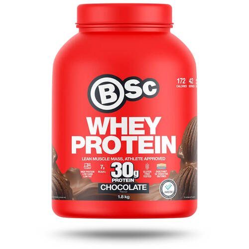 BSc Whey Protein Powder Post Workout 42 Serves Gluten Free 1.8kg Chocolate