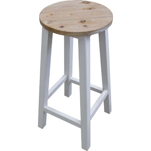 LVD Palmy 66cm Fir Wood Round Stool Home Furniture - White