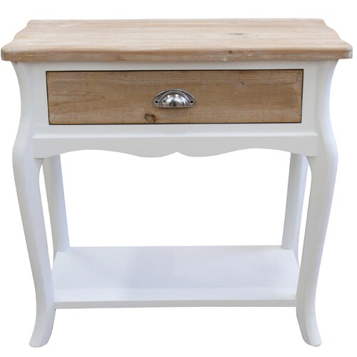 LVD Vermont Wood 63x65cm Bedside Table w/ Drawer Furniture Rect - White/Brown