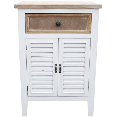 LVD Fir Wood 55x68cm Cabinet Shutter w/ Drawer Furniture - White/Wash