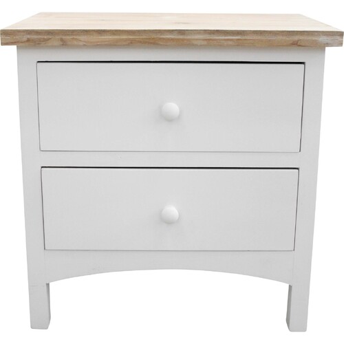 LVD Beach Fir Wood 50x50cm Bedside Table Cabinet Rectangle - White
