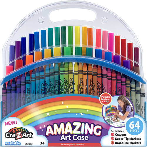 64pc Cra-Z-Art Amazing Art Material Stationery Case Colouring Pens Kids 4y+