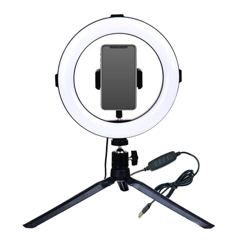 25.4cm Phone Mount Selfie Light Tripod w/ Remote