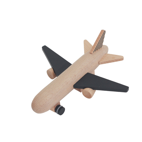 Kiko & gg Kikoki Wind Up Jet Plane Kids/Children Fun Wooden Toy 3+ Black