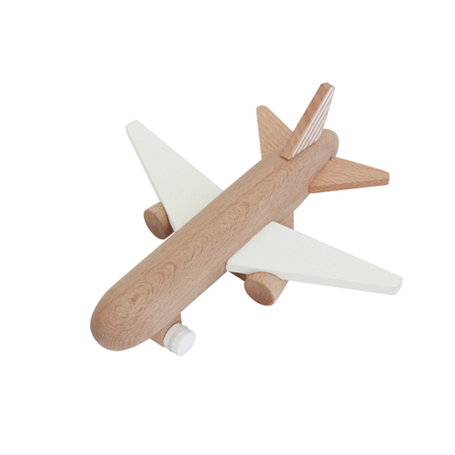 Kiko & gg Kikoki Wind Up Jet Plane Kids/Children Fun Wooden Toy 3+ White