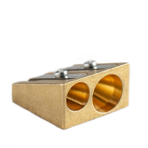 Kum Artists Ultra-Hard Double Hole Wedge Pencil Sharpener 8-11mm Brass