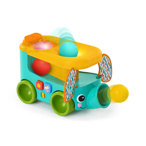 Bright Starts Pop & Roll Safari Bus Ball Baby Play Toy w/Lights Sounds 6m+