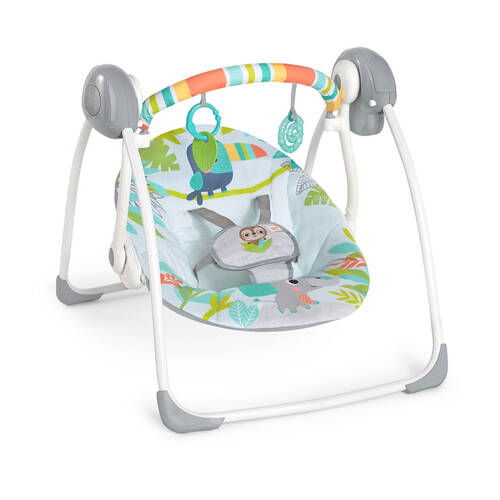 Bright Starts Rainforest Vibes Portable Baby Swing w/6 Speeds & 10 Sounds 0m+