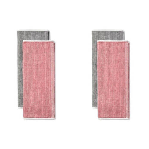 2x 2pc KitchenAid 100% Cotton Dish/Tea Towels Empire Red and Charcoal Grey