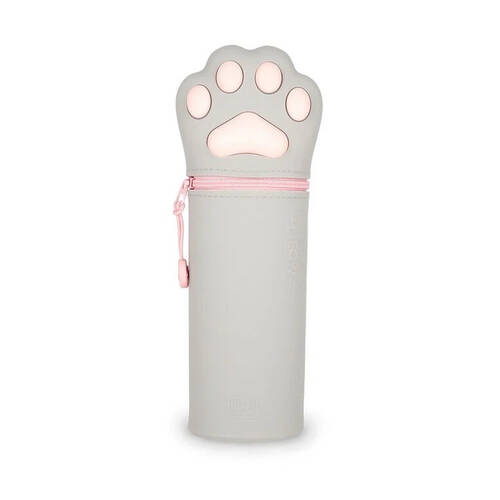Legami 2in1 Silicone Pencil Case Stationery Organiser Grey Kawaii Kitty Paw