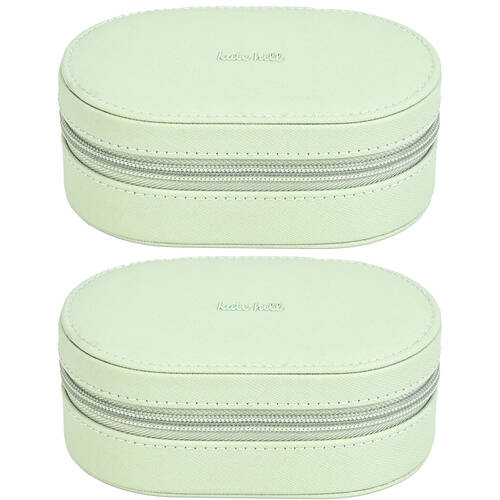 2PK Kate Hill Travelling Jewellery Organiser Storage Bag Case 14.5x8.5x5cm Pistachio