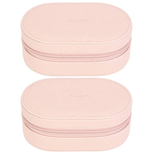 2PK Kate Hill Travelling Jewellery Organiser Storage Bag Case 14.5x8.5x5cm Blush
