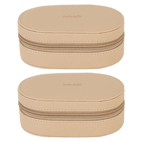 2PK Kate Hill Travelling Jewellery Organiser Storage Bag Case 14.5x8.5x5cm Neutral