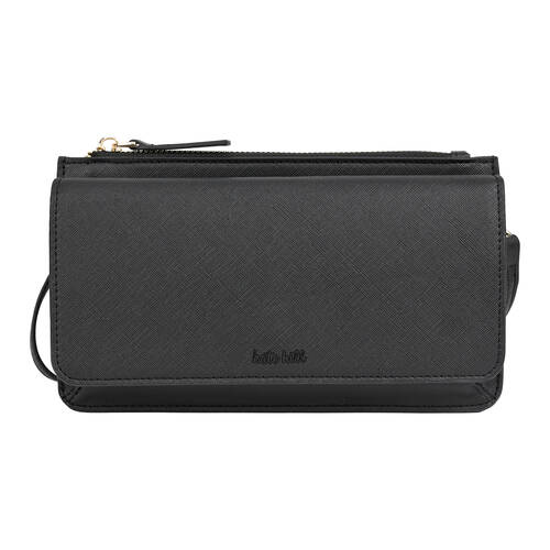 Kate Hill Travelling Wallet Accessory w/ Crossbody Strap 12.5x12.5x4cm Black