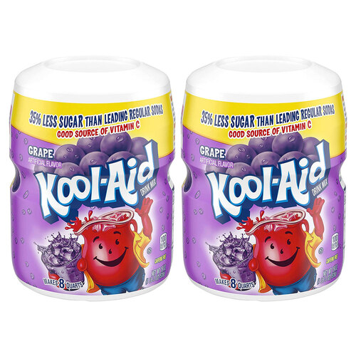 2PK Kool Aid Grape Powder Drink Mix Canister 583g