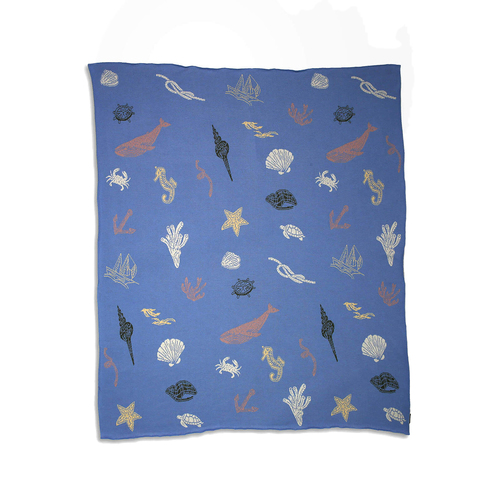 Rayell Kids Atlantic 120x140cm Cotton Throw Blanket - Cornflower Blue