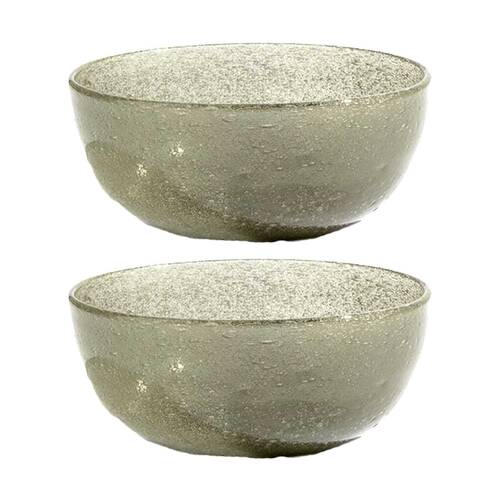 2PK KAS Australia Mini Bubble Glass Bowl Textured Matte Glass One Size Sage