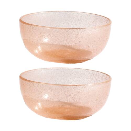2PK KAS Australia Mini Bubble Glass Bowl Textured Matte Glass One Size Blush