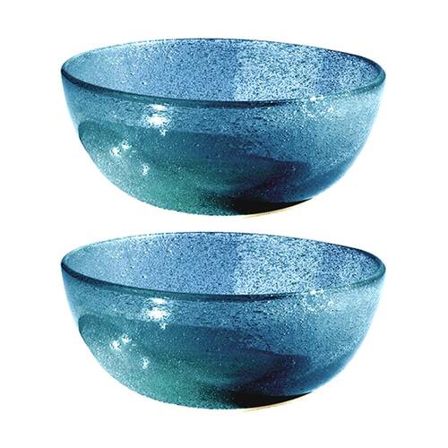 2PK KAS Australia Mini Bubble Glass Bowl Textured Matte Glass One Size Blue