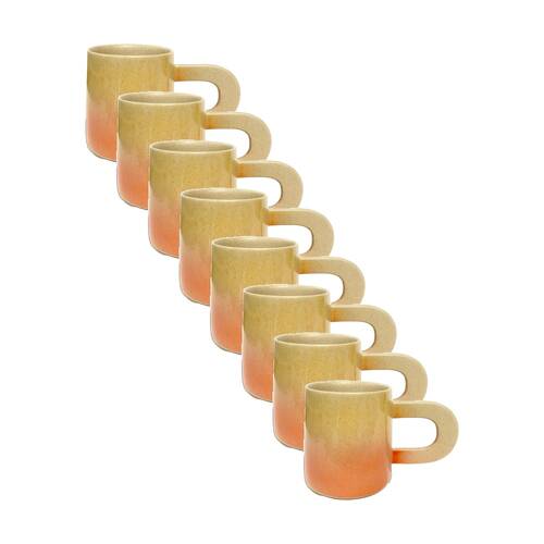 8PK KAS Australia Lamu Mug Handcrafted Stoneware 250 mL Sculptural Handle Orange