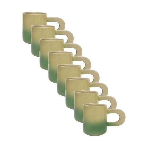 8PK KAS Australia Lamu Mug Handcrafted Stoneware 250 mL Sculptural Handle Green