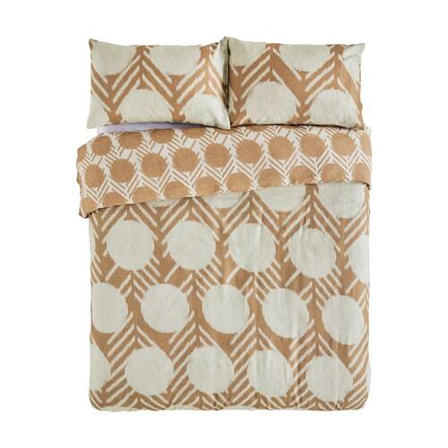 KAS Australia Decker Quilt Cover Tribal Geometry Cotton Toffee - Super King