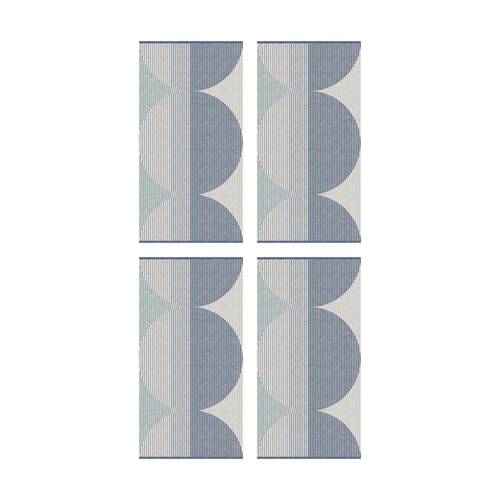 4PK KAS Australia Harri Bath Towel Modern Cotton Yarn Dyed Jacquard 600GSM Denim