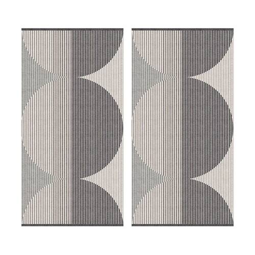 2PK KAS Australia Harri Bath Towel Modern Yarn Dyed Jacquard 600GSM Charcoal