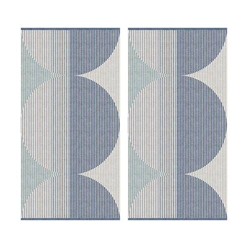 2PK KAS Australia Oversized Harri Hand Towel Modern Cotton Jacquard 550GSM Denim