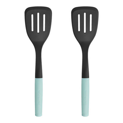 2PK KitchenAid Soft Grip Plastic Slotted Turner Cooking Utensil - Mineral Water