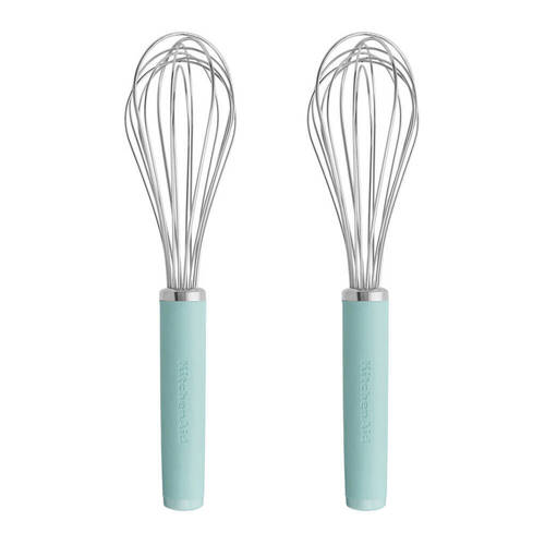 2PK KitchenAid Soft Grip Metal Utility Whisk Cooking Utensil - Mineral Water