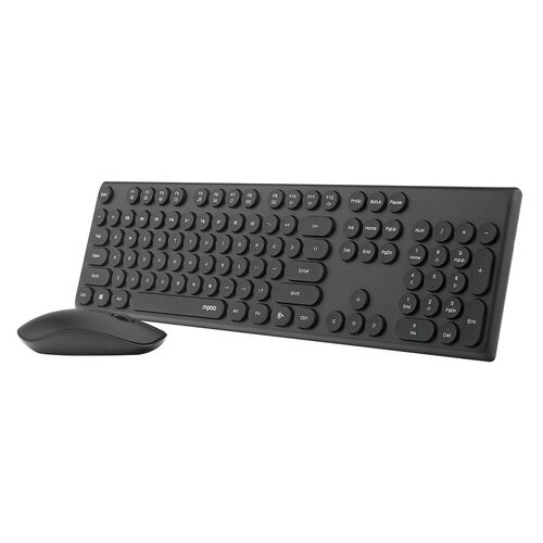 Rapoo Retro Style Key 2.4GHz Wireless Optical Mouse/Keyboard - Black