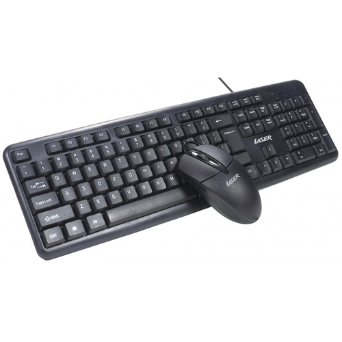 2pc Laser Wired USB-A Office Keyboard & Mouse Combo For PC - Black
