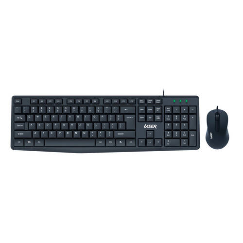 Laser Wired Office Keybord and Mouse Ergonomic Portable Combo Set Black